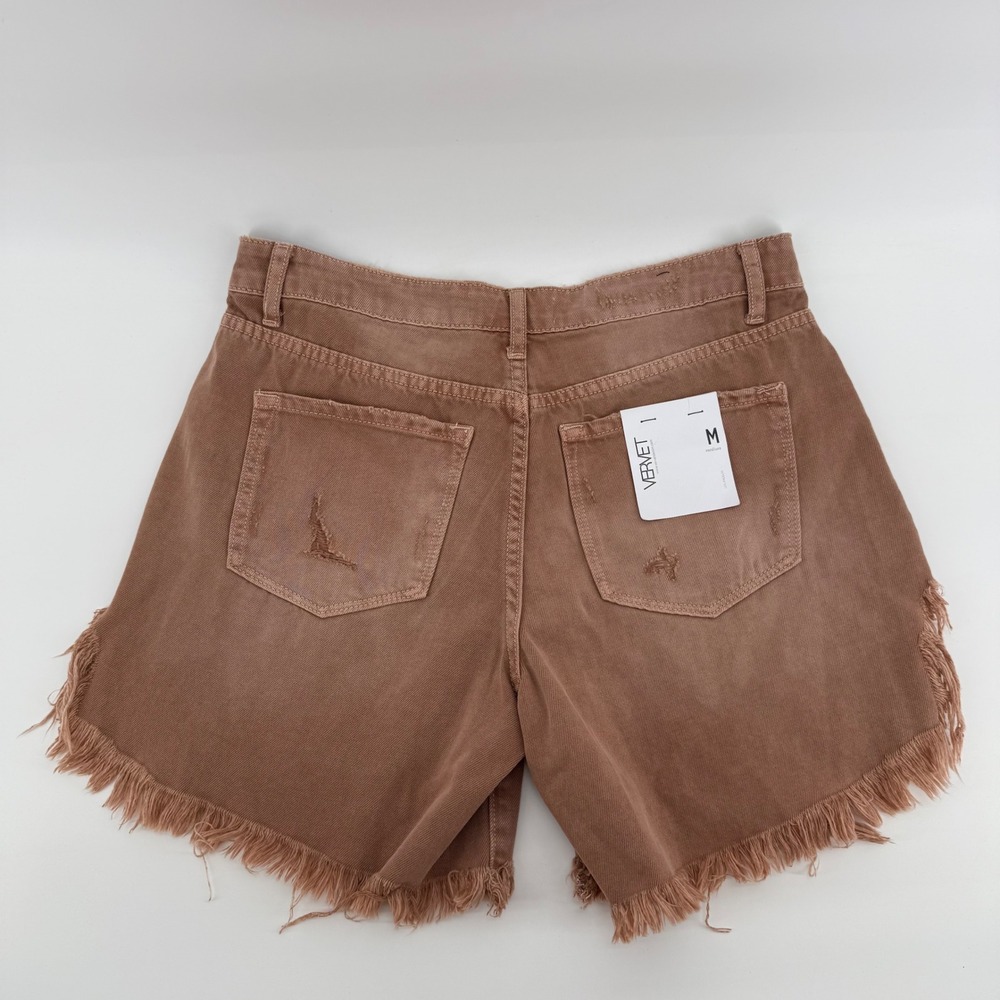 Vervet Los Angeles‎ Women's Medium Distressed Frayed Hem Denim Shorts Rust New - Picture 2 of 5
